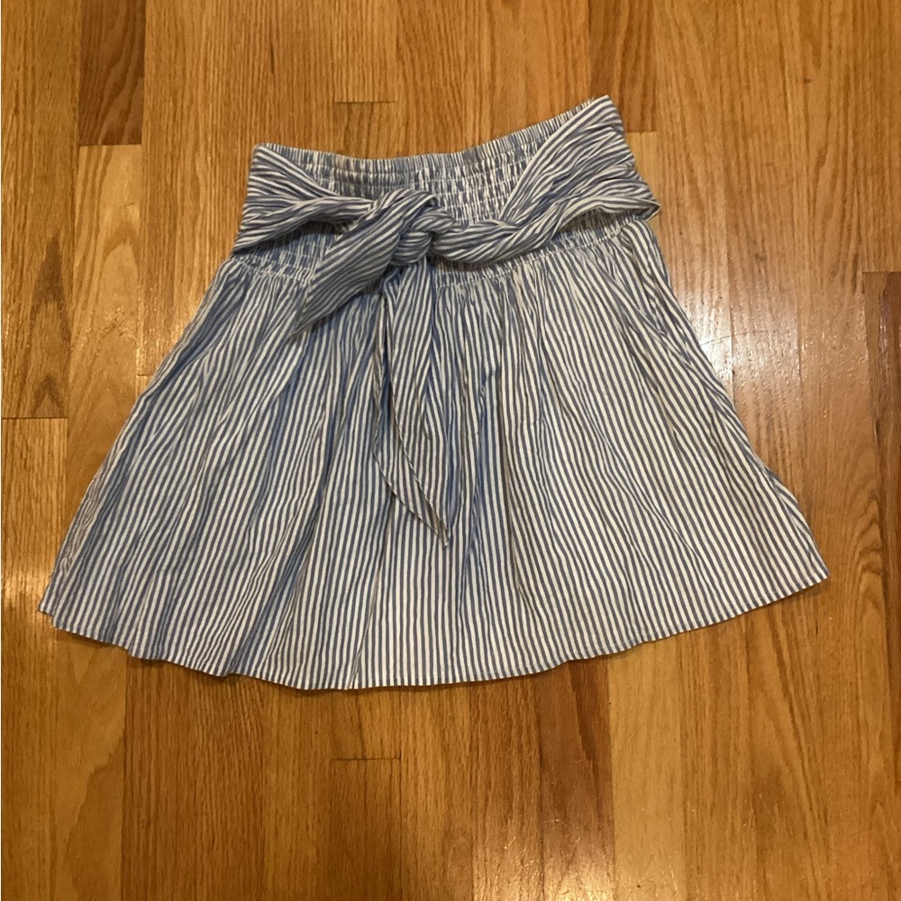 Blue and white striped skirt